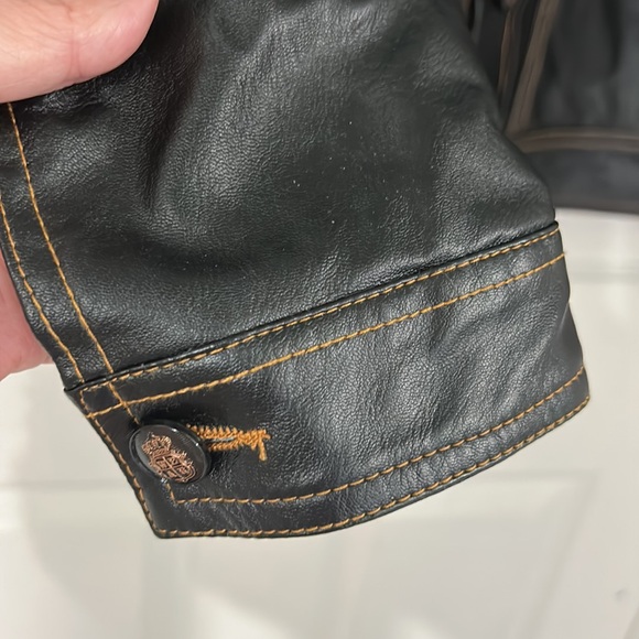 NWOT Mens Classic Stand Collar Bomber Jacket Vegan Leather Black Button Sz XL - Picture 10 of 14